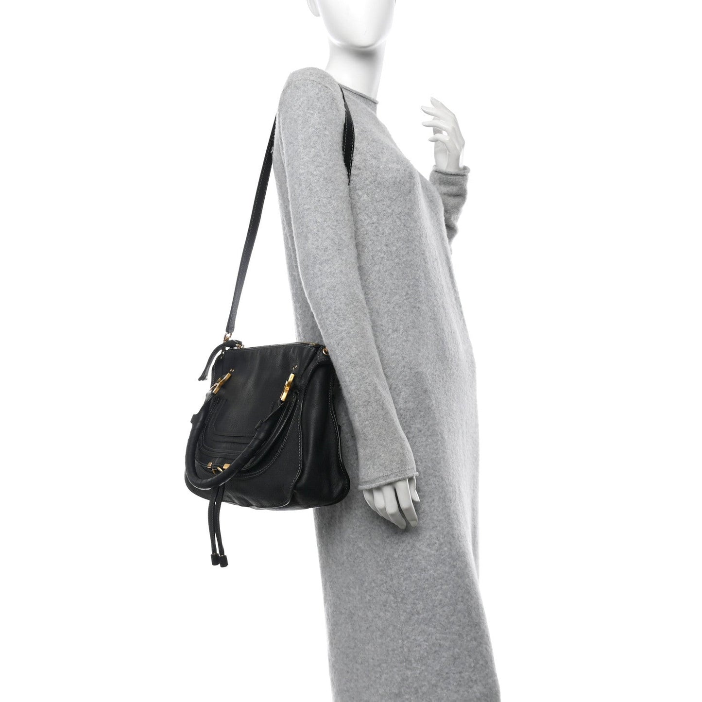 Calfskin Medium Marcie Satchel Black