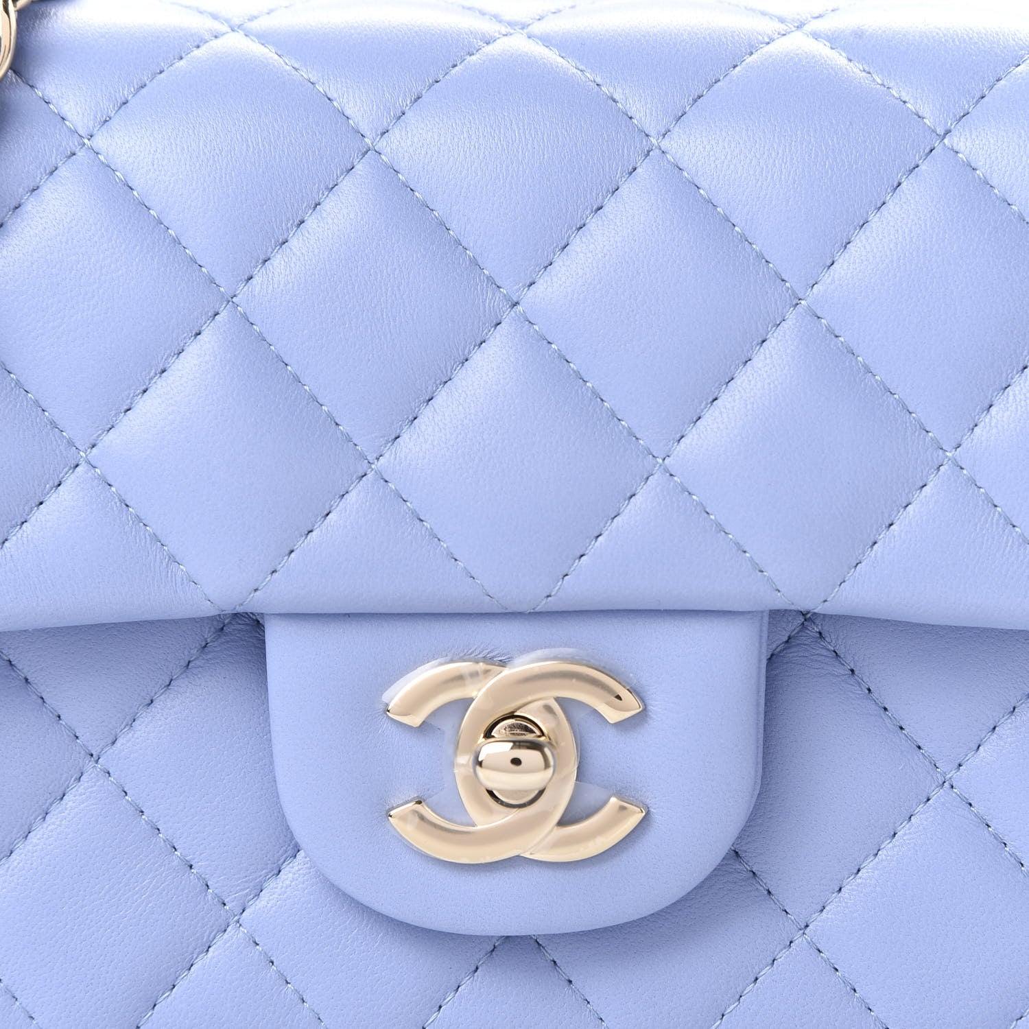 Chanel Lambskin Quilted Mini Rectangular Flap Light Blue 10 of 11