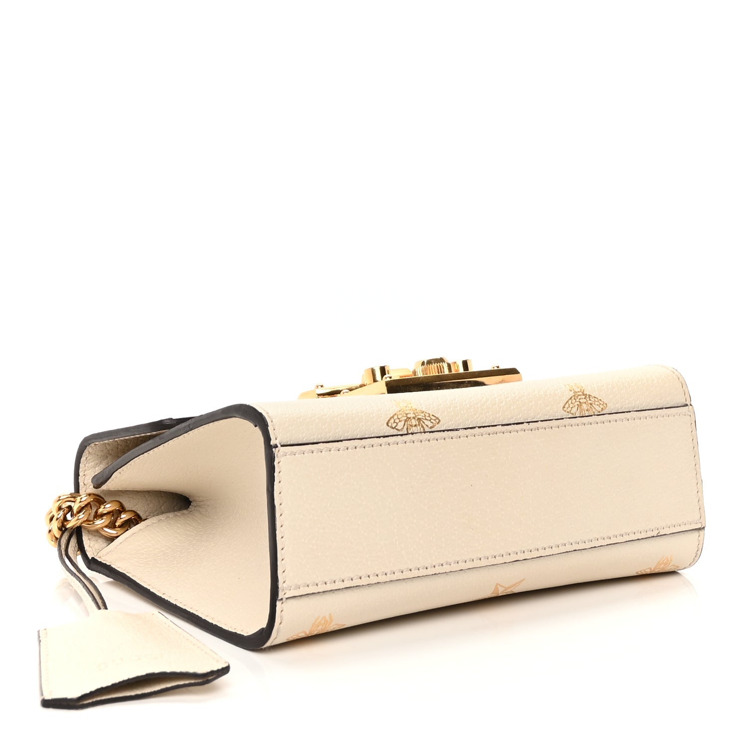 Gucci Grained Calfskin Bee Star Small Padlock Shoulder Bag White 3 of 8