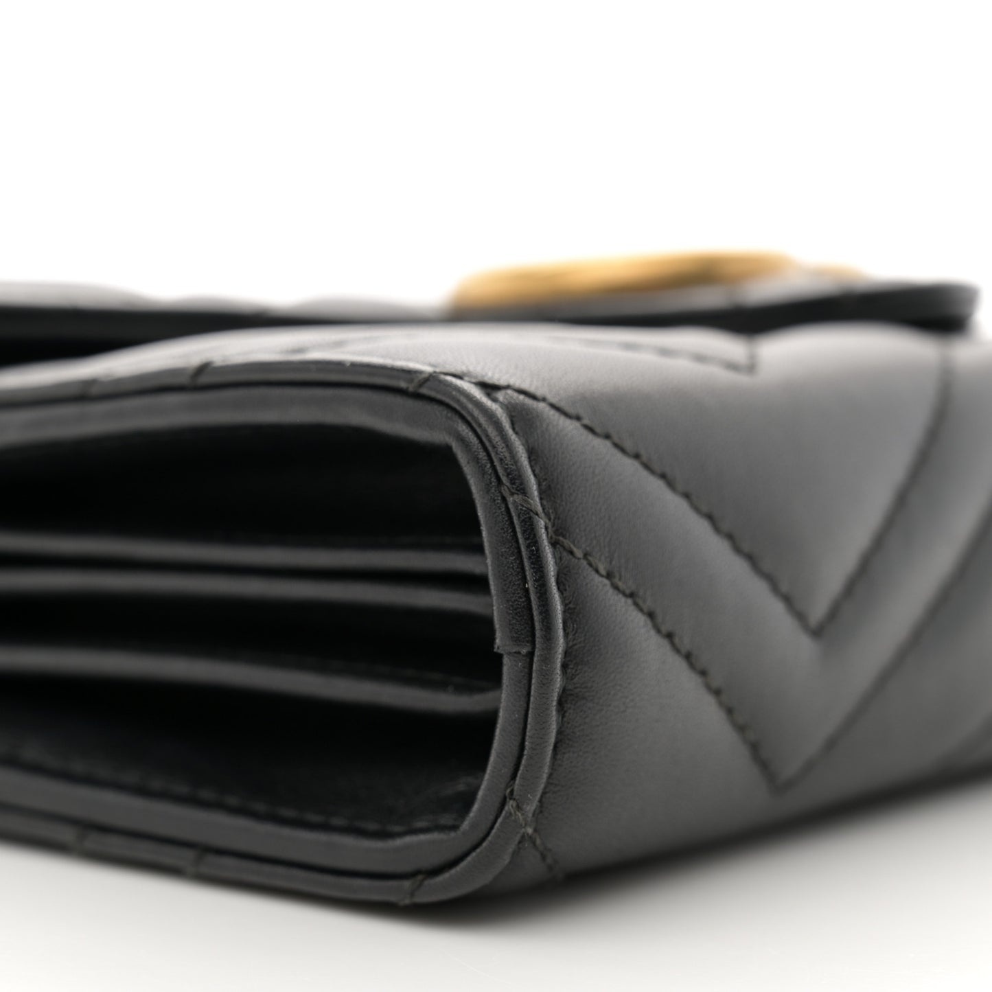 Calfskin Matelasse GG Marmont Chain Wallet Black