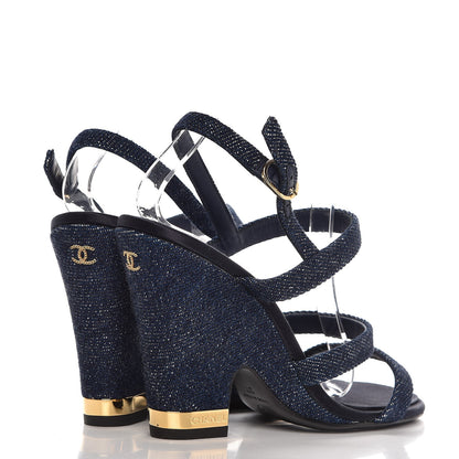 Chanel Denim Sandals 37 Dark Blue 4 of 10