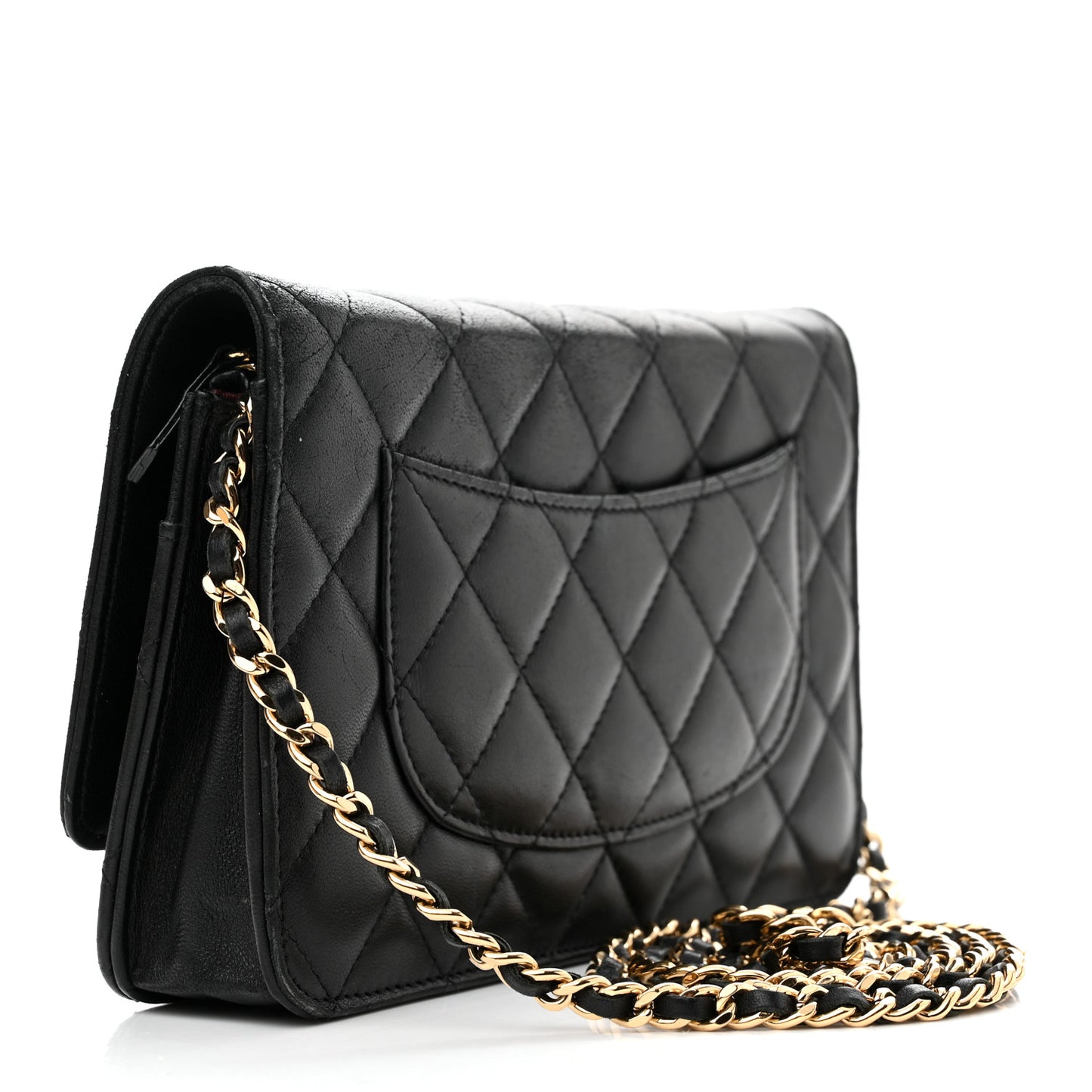 Lambskin Quilted Wallet On Chain WOC Black