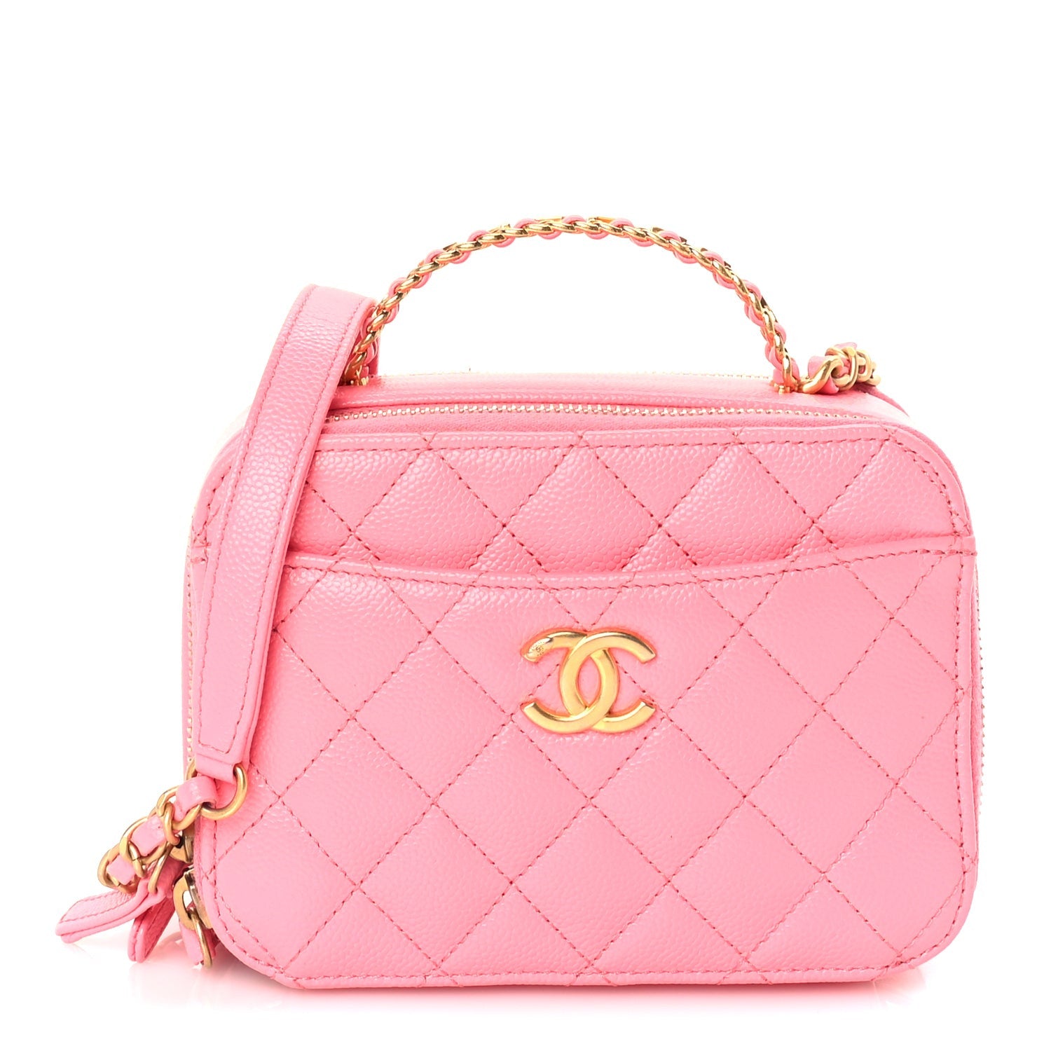 Chanel Caviar Quilted Pick Me Up Mini Vanity Case  Pink 2 of 10