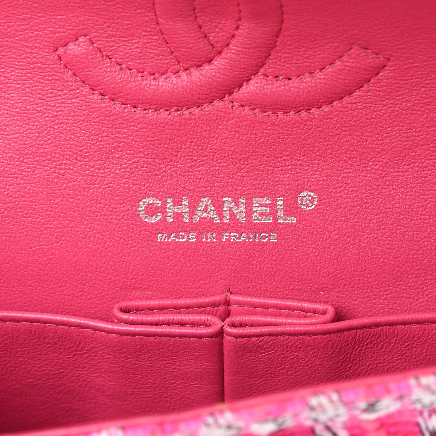 Tweed Quilted Medium Double Flap Hot Pink