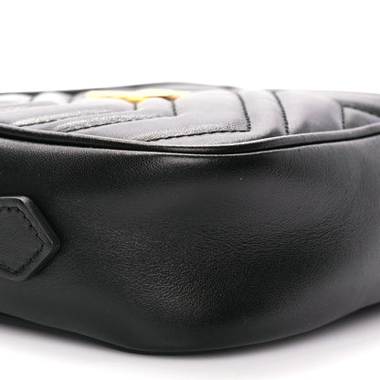Gucci Calfskin Matelasse Mini GG Marmont Chain Shoulder Bag Black 6 of 7