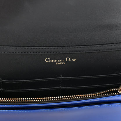 Christian Dior Metallic Patent Micro-Cannage Diorama Wallet on Chain Pouch Mirror Blue 6 of 9