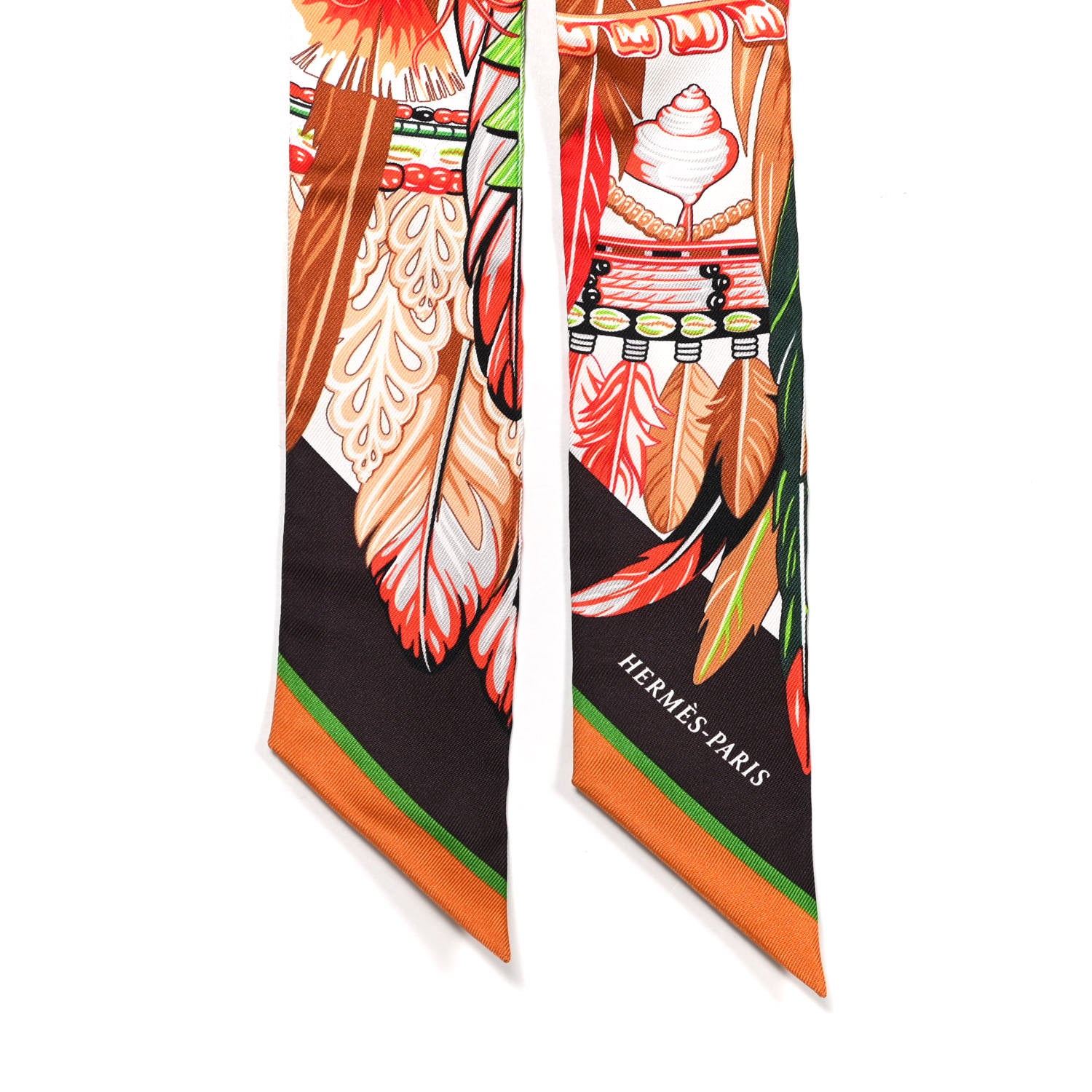 Hermes Silk La Danse Pacifique Twilly Vert Vif Corail 2 of 4