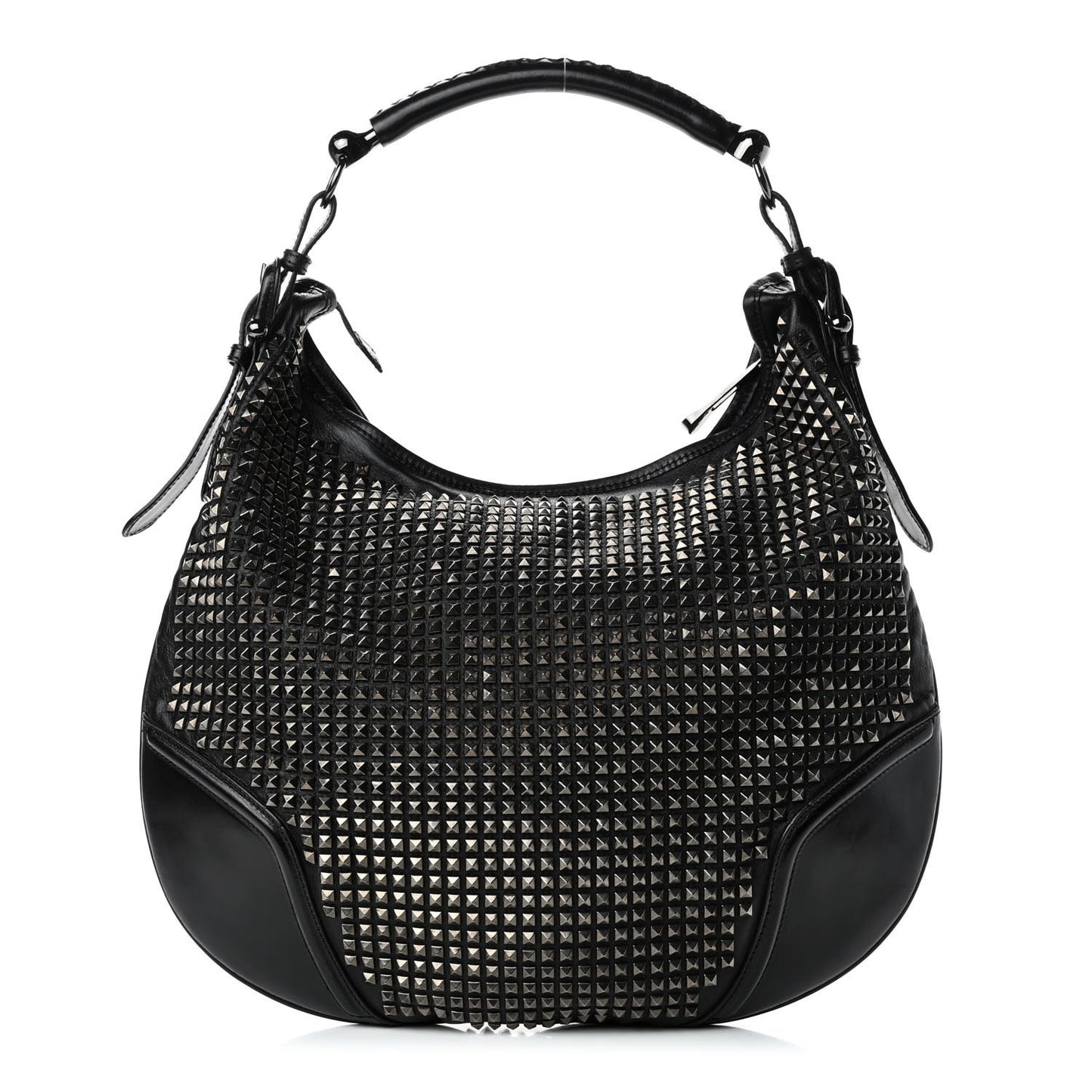Calfskin Studded Hoxton Hobo Black