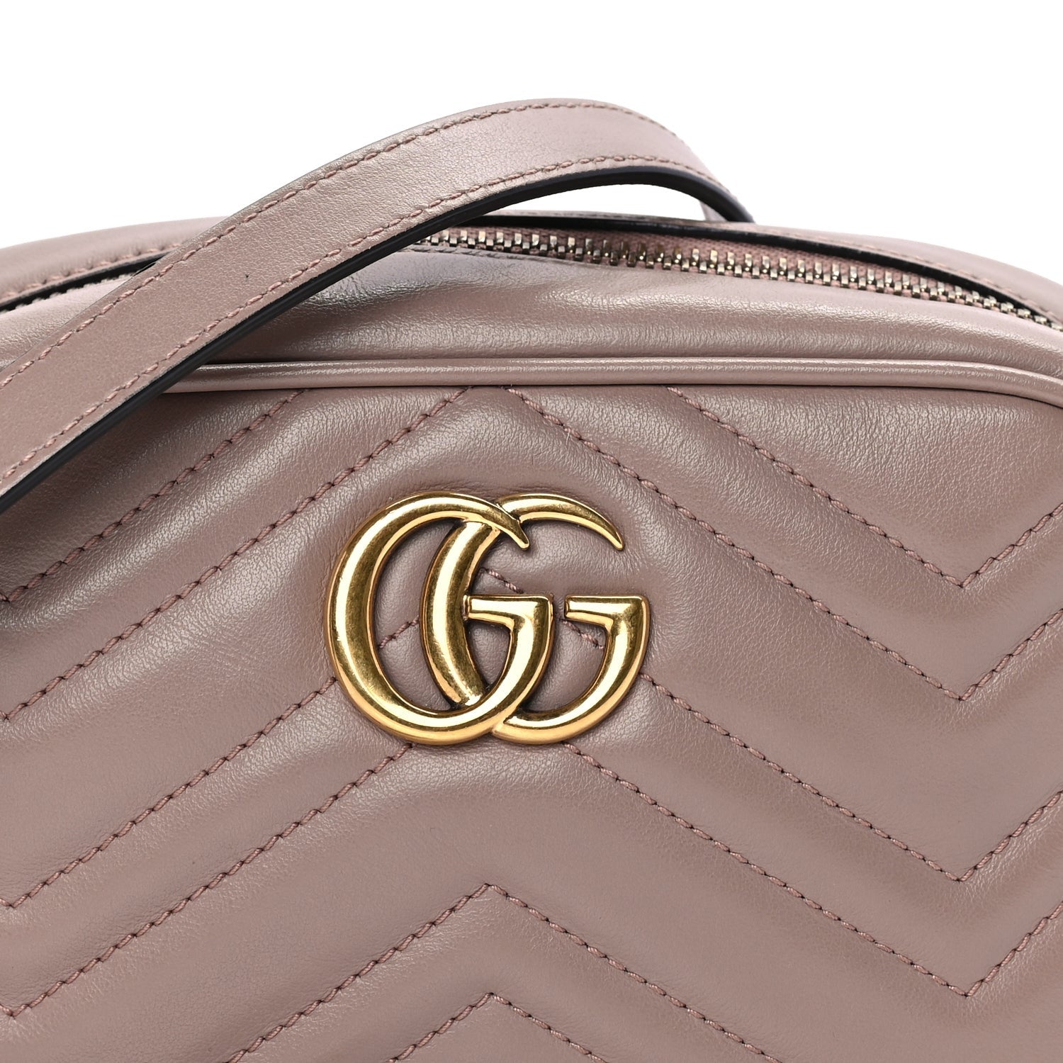 Gucci Calfskin Matelasse Mini GG Marmont Chain Shoulder Bag  Porcelain Rose 6 of 8