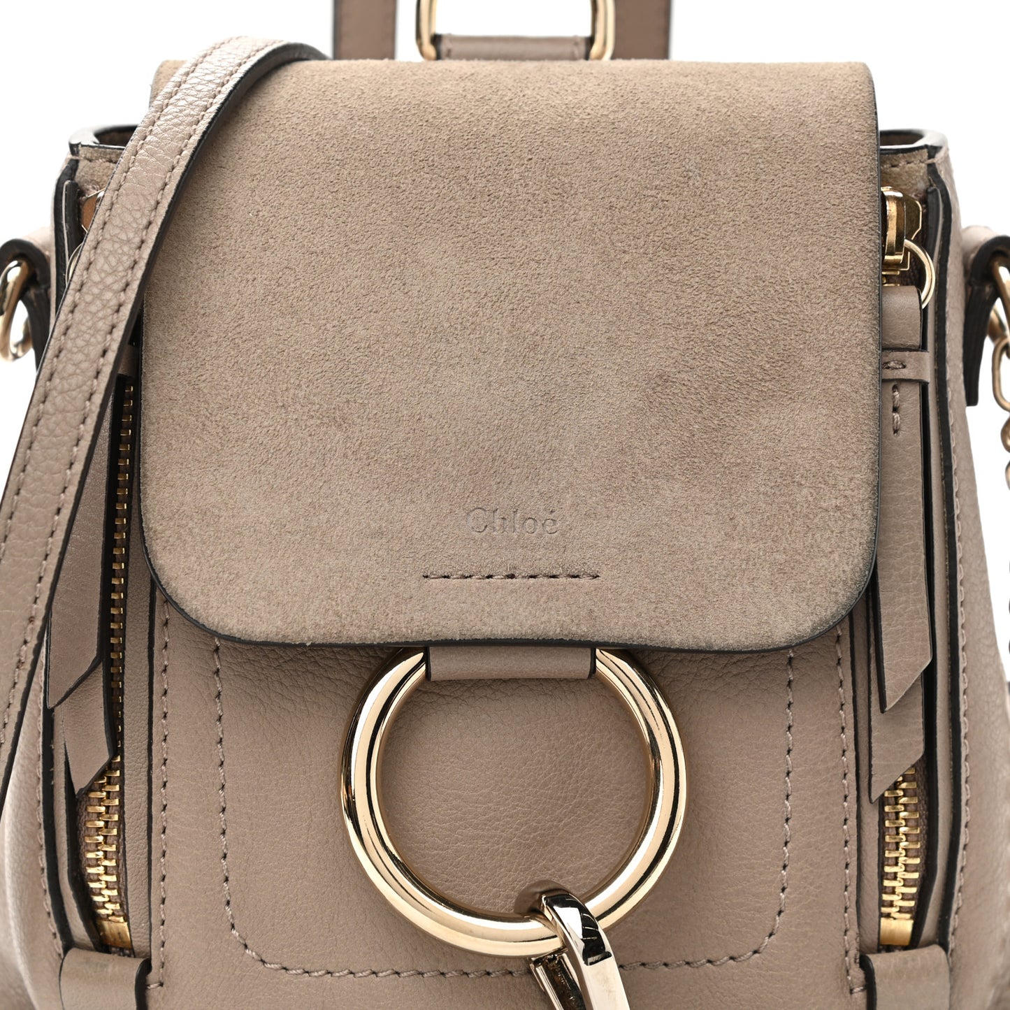 Suede Calfskin Mini Faye Backpack Motty Grey