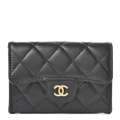 Chanel Lambskin Quilted Flap Card Holder Black 1 of 9