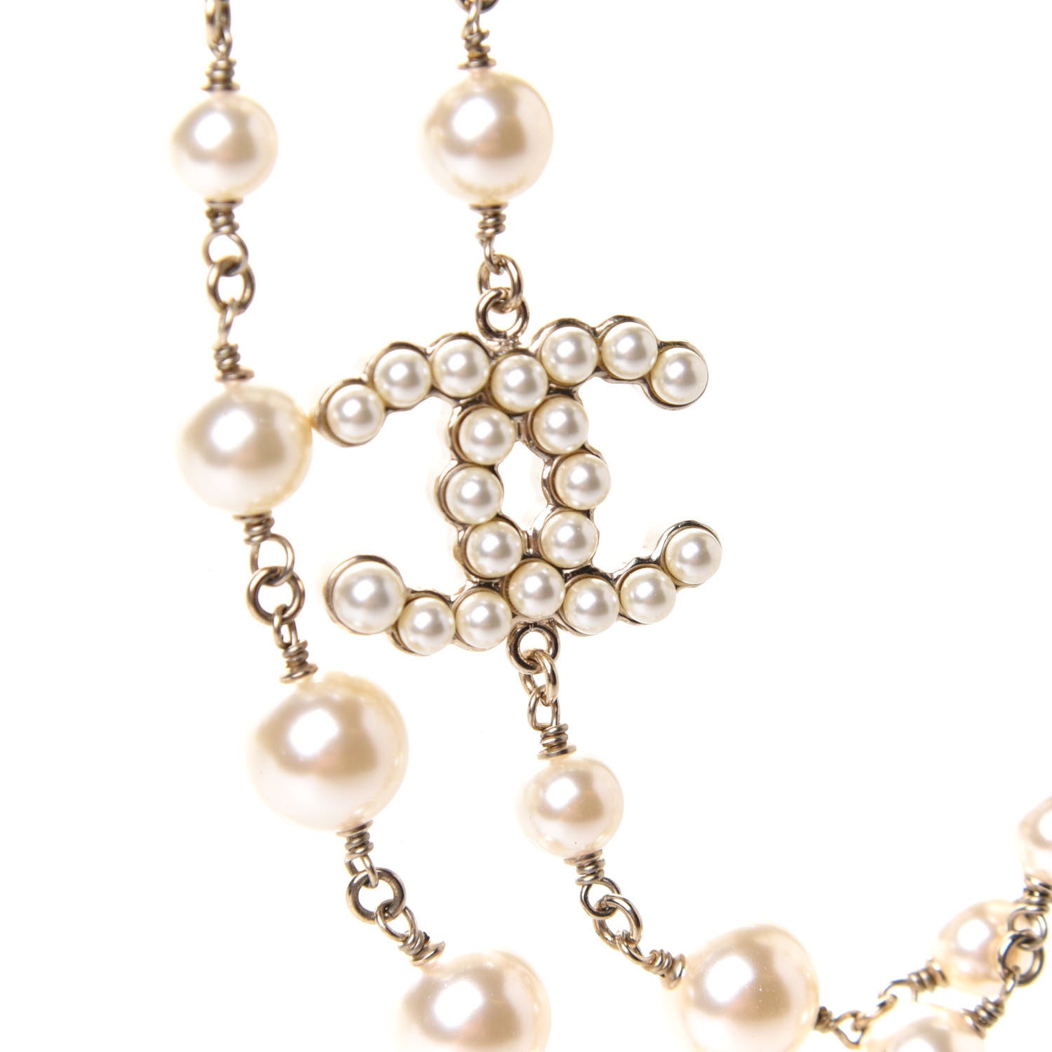 Chanel Pearl CC Long Necklace Gold 3 of 5