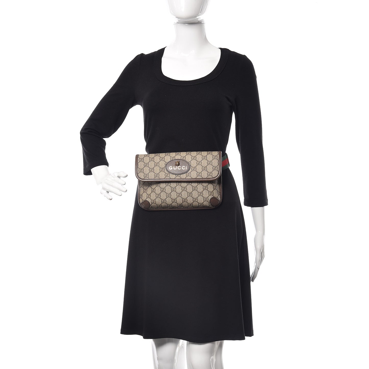 GG Supreme Monogram Neo Vintage Web Belt Bag Brown