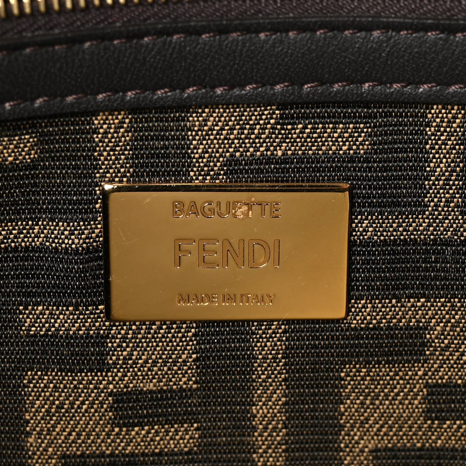 Fendi Fabric Jacquard FF 1974 Medium Baguette Tobacco Moro Black 6 of 7