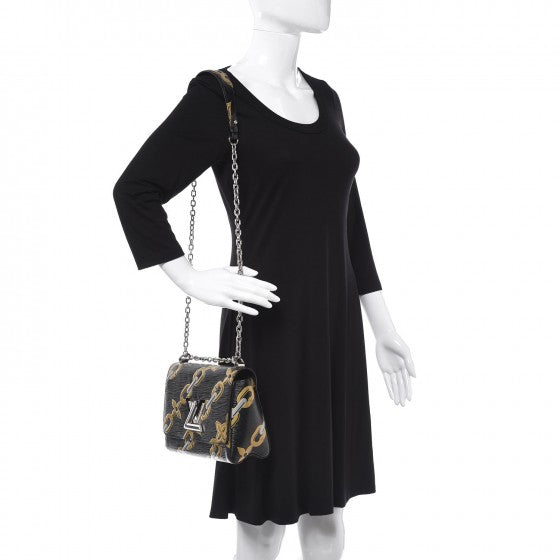 Louis Vuitton Epi Chain Flower Twist Shoulder Bag MM Black 2 of 10