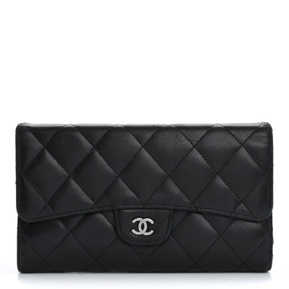 Chanel Lambskin Quilted Large Flap Wallet Black 1 of 7