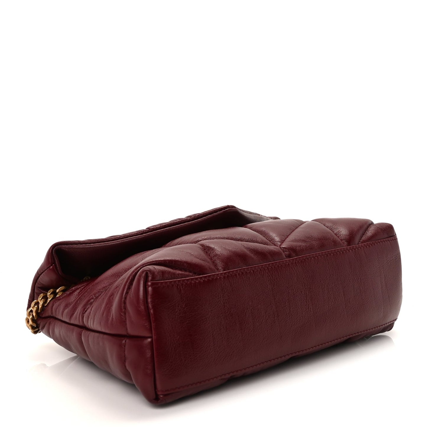 Shiny Calfskin Quilted Toy Loulou Puffer Monogram Chain Satchel Dark Ruby