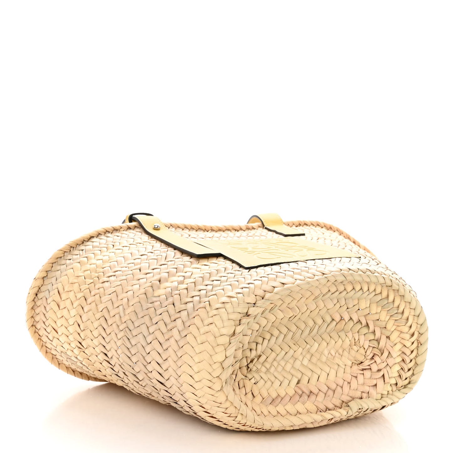 Raffia Small Basket Tote Bag Natural Yellow