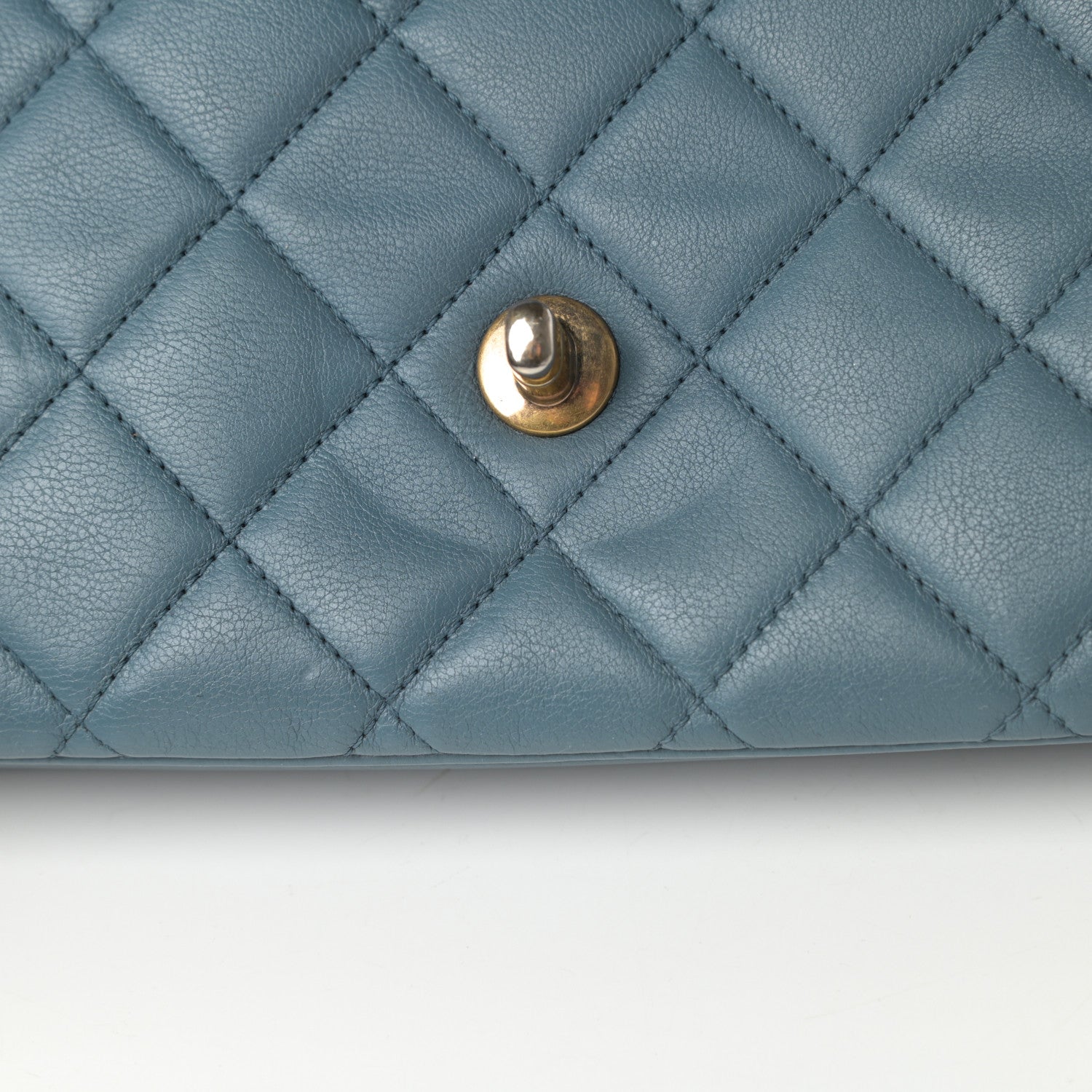 Chanel Calfskin Quilted Medium CC Crown Flap Blue 13 of 14