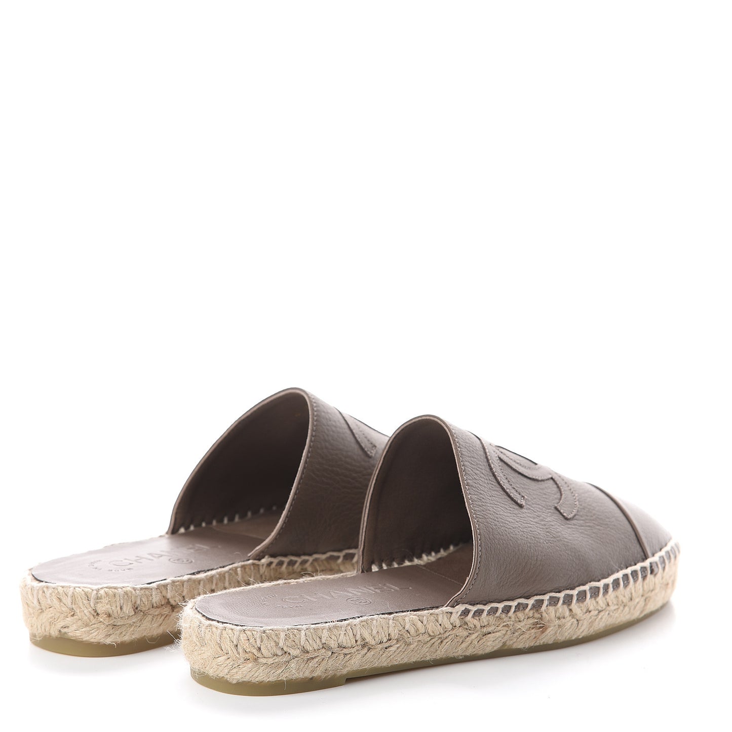 Calfskin CC Espadrille Mules 36 Beige