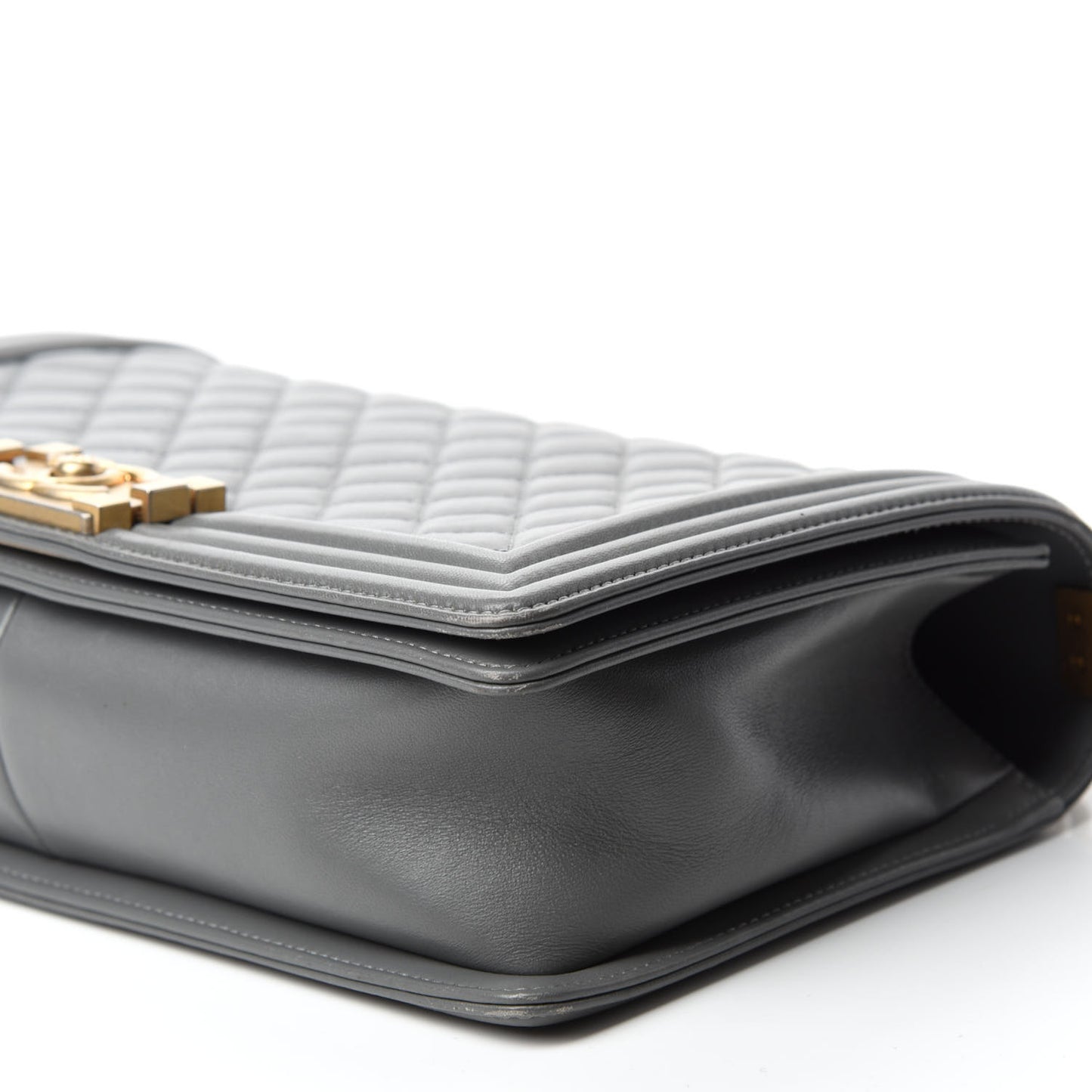 Lambskin Quilted New Medium Boy Flap Grey