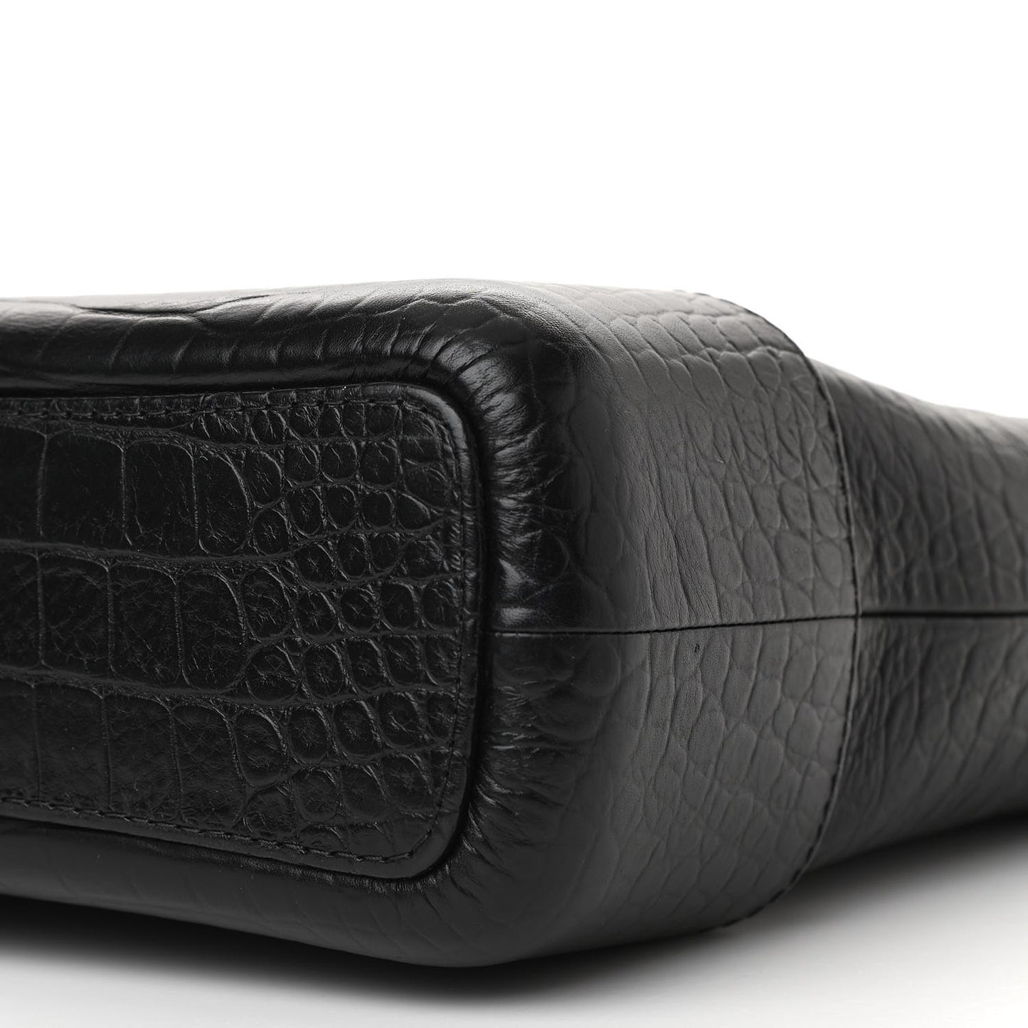 Crocodile Embossed Calfskin Medium Gabrielle Cocodile Hobo Black