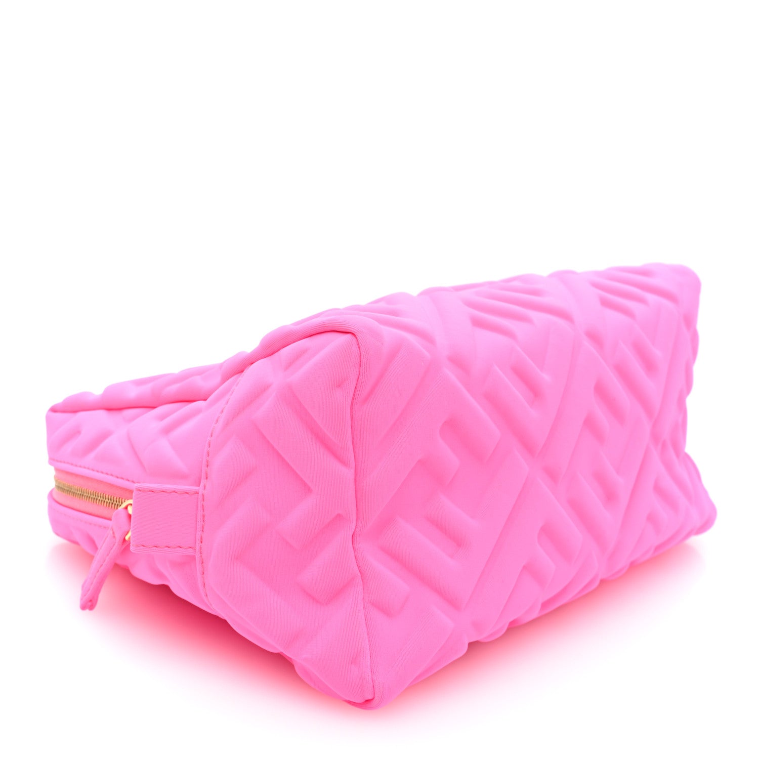 Fendi Lycra FF 1974 Embossed Medium Trapezoid Beauty Pouch Rosa Shocking 4 of 7