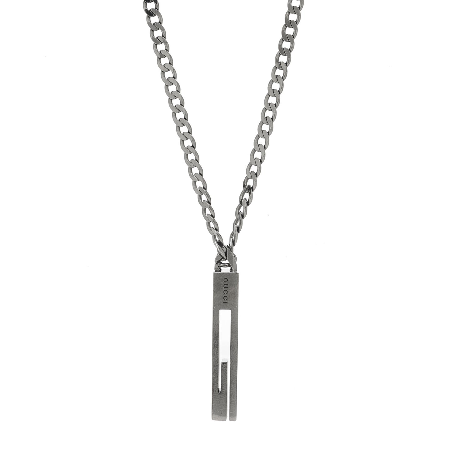 Darkened Sterling Silver G Bar Pendant Necklace