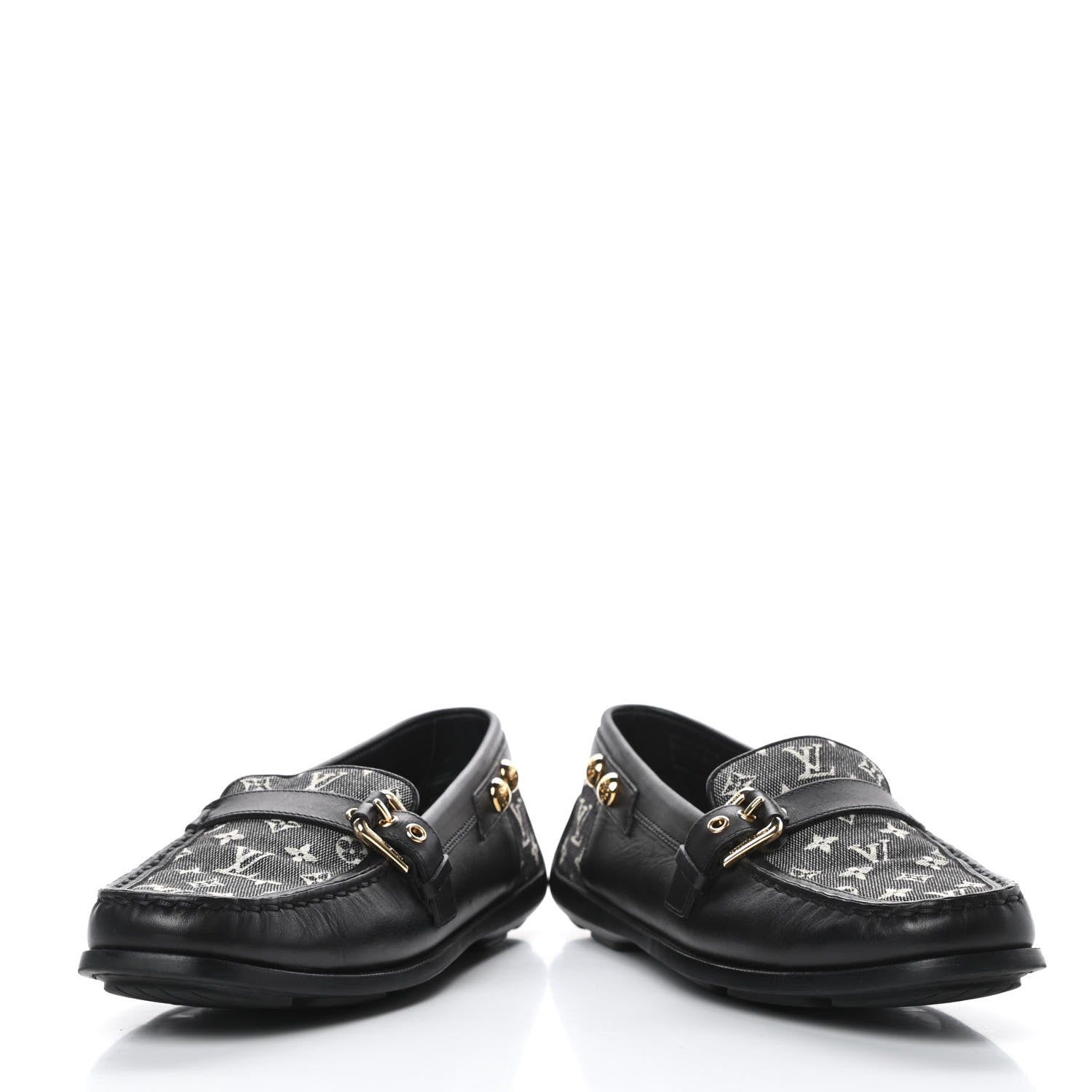 Louis Vuitton Calfskin Mini Lin Loafers 37 Black 6 of 11
