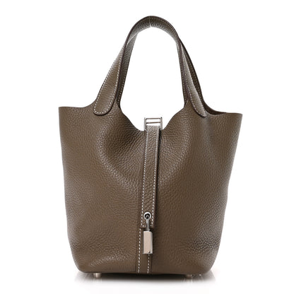 Hermes Taurillon Clemence Picotin Lock 18 PM Etoupe 1 of 13