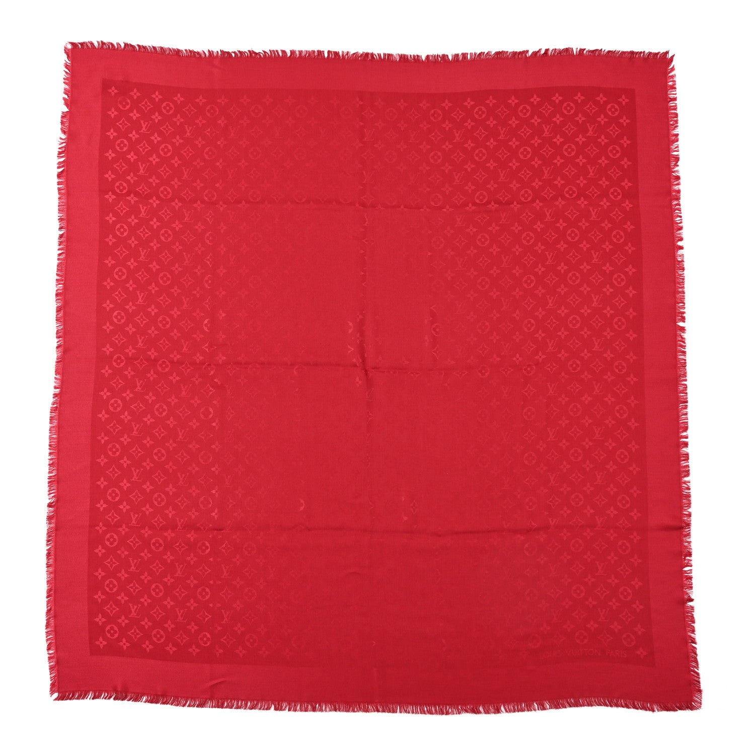 Louis Vuitton Silk Wool Monogram Shawl Pomme D'Amour 1 of 6