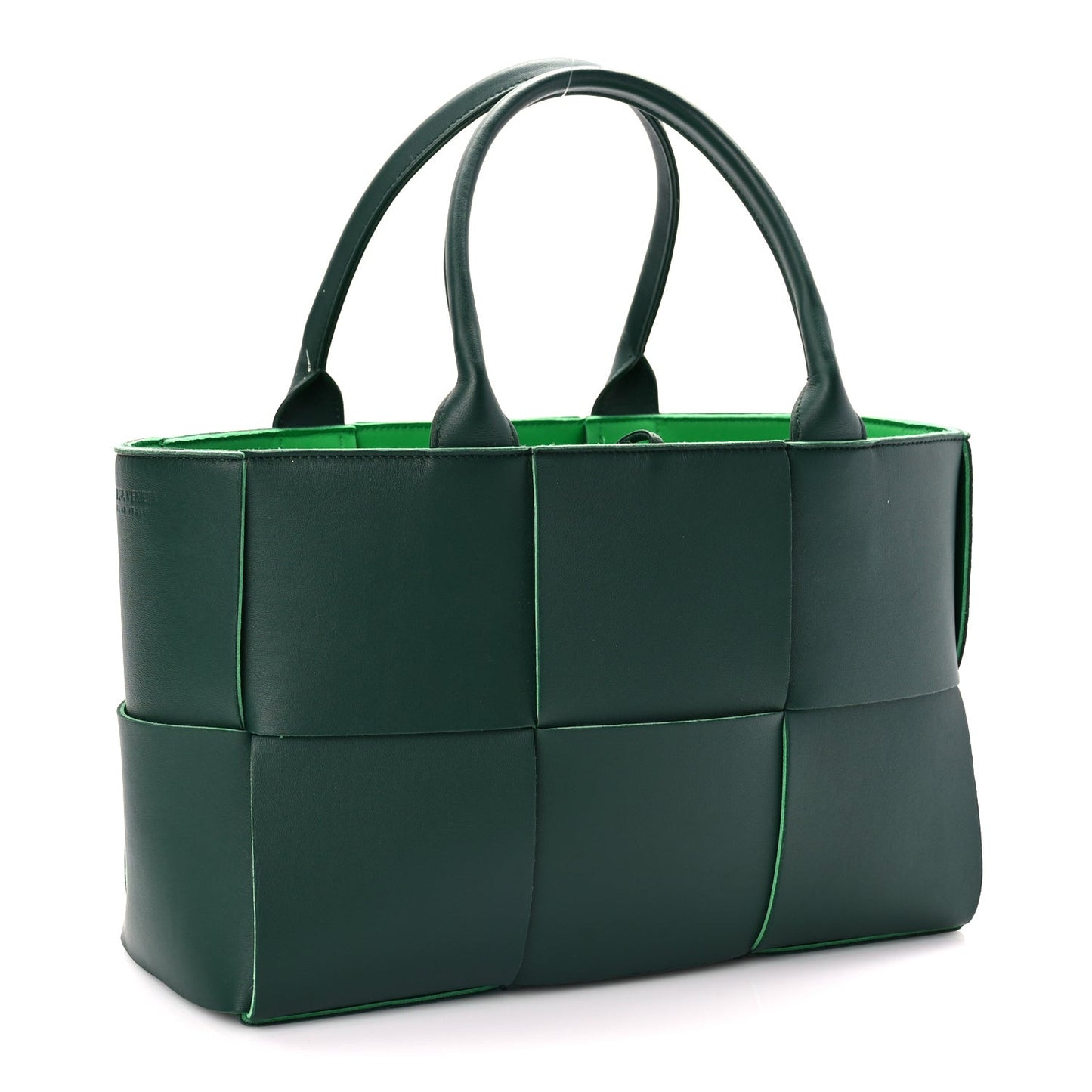 Calfskin Maxi Intrecciato Small Arco Tote Raintree