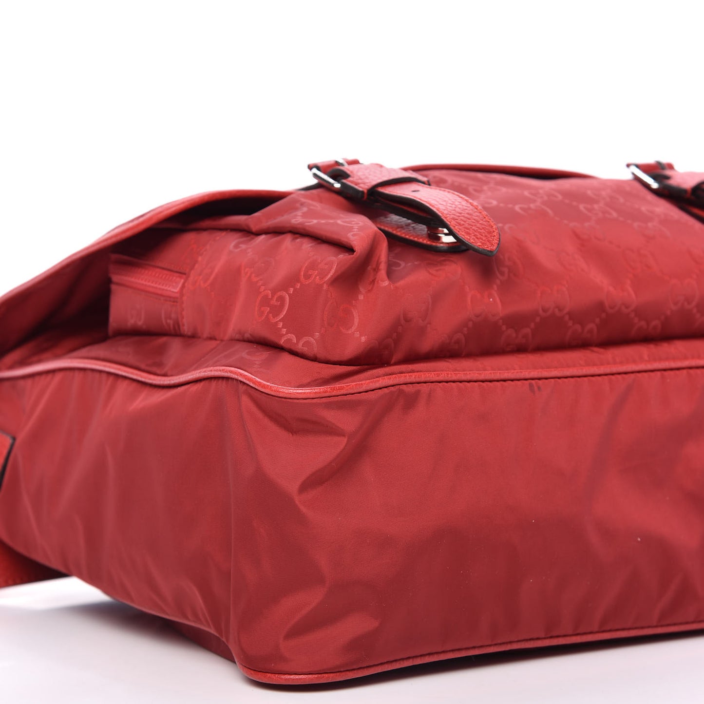 Nylon Monogram Double Buckle Flap Messenger Bag Vibrant Red