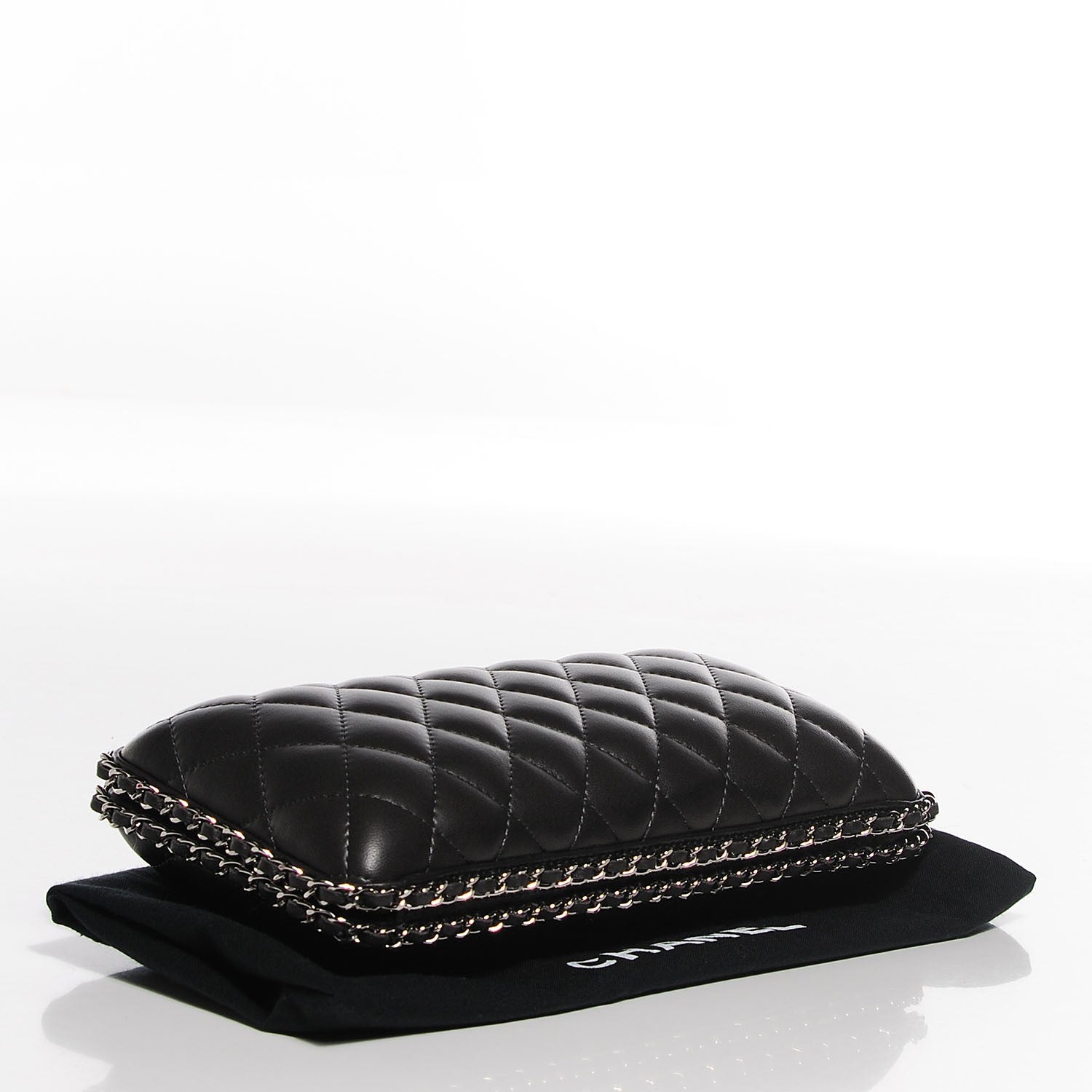 Chanel Lambskin Quilted Chain Around Clutch Black 4 of 7