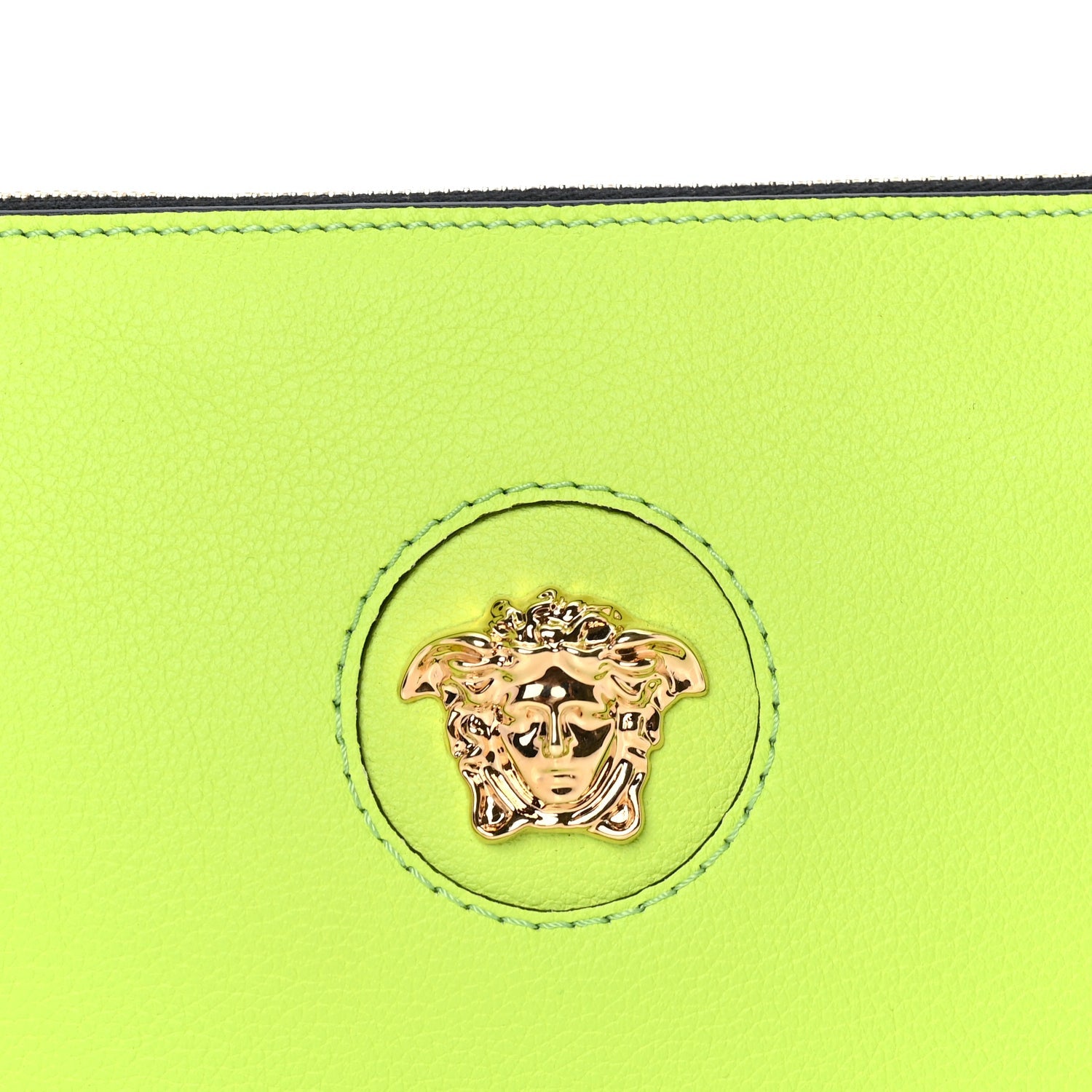 Versace Grained Calfskin Medusa Shoulder Bag  Lime 6 of 7