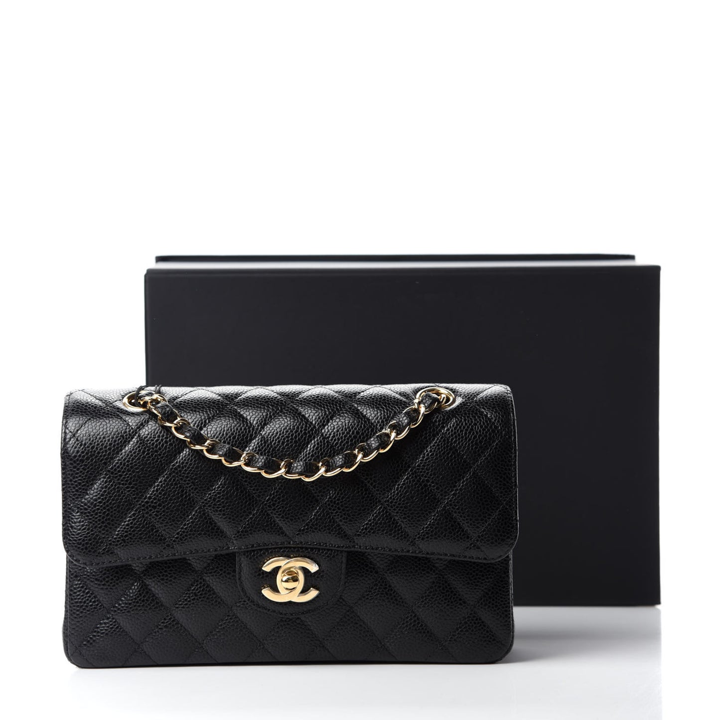 Caviar Quilted Small Double Flap Black