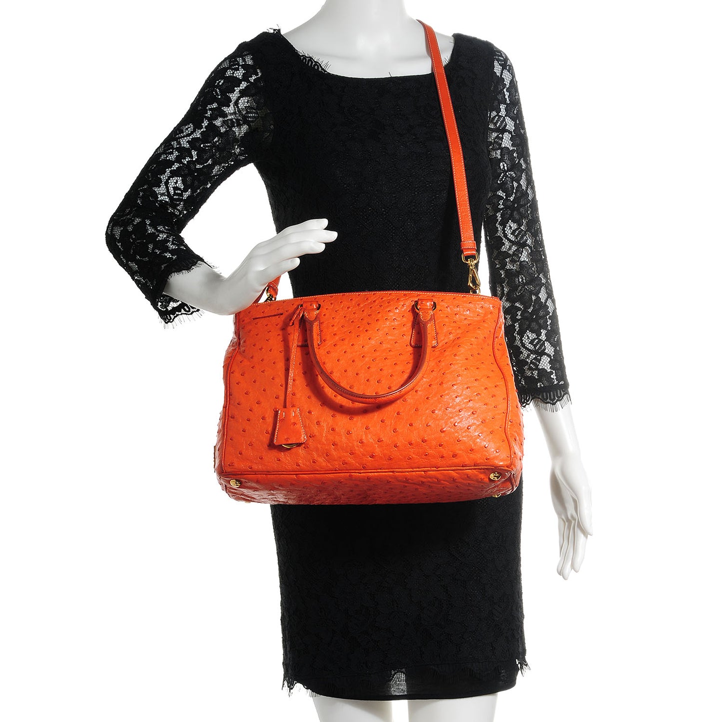 Ostrich Double Zip Tote Papaya