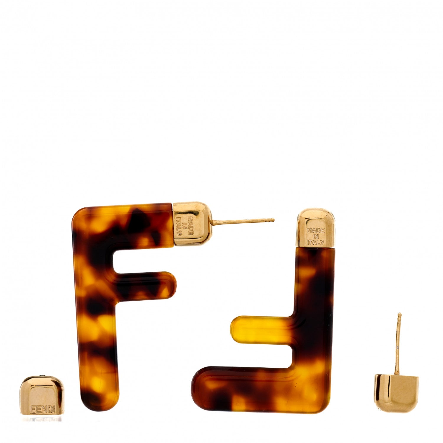 Fendi Plexiglass F Earrings Brown 5 of 6