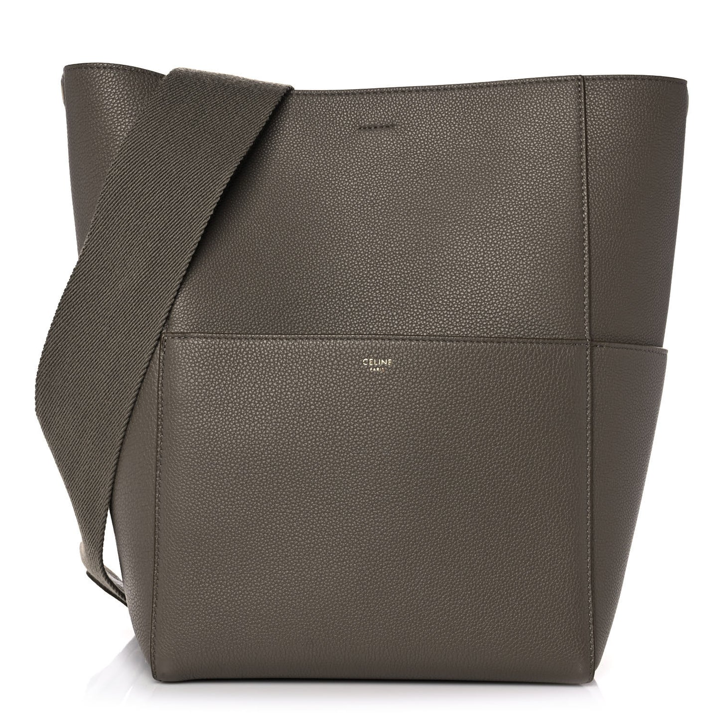 Soft Grained Calfskin Sangle Bucket Bag Taupe