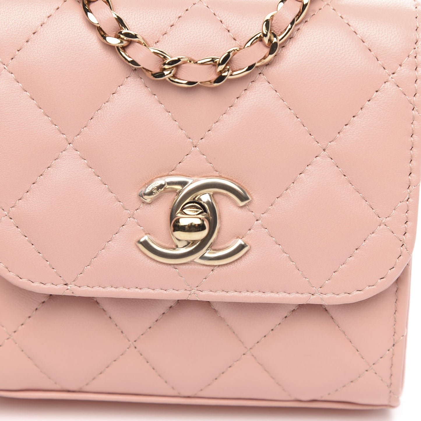 Lambskin Quilted Mini Trendy CC Clutch With Chain Light Pink