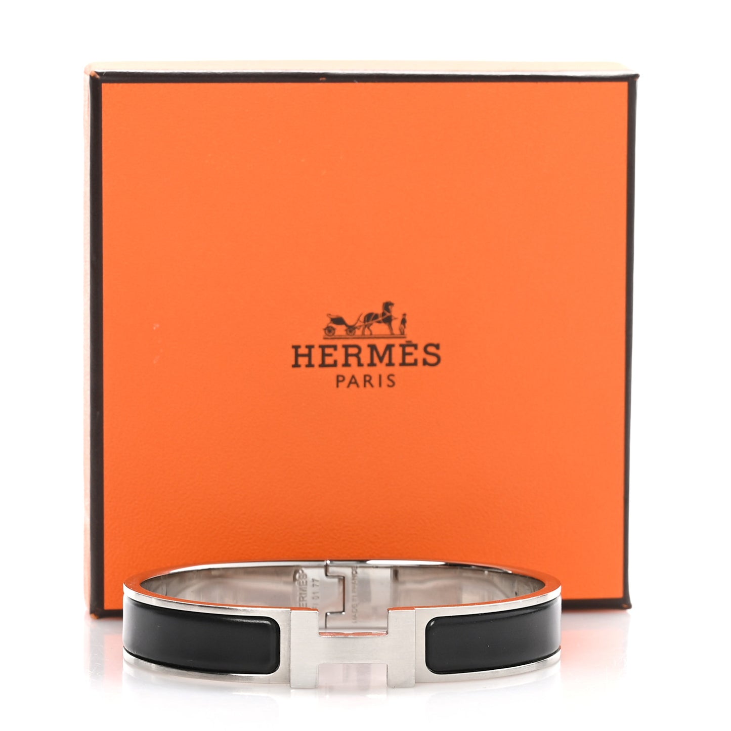 Matte Enamel Narrow Clic Clac HH Bracelet GM Black