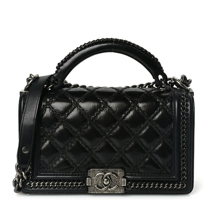 Chanel Goatskin Quilted Medium Boy Top Handle Flap Black 1 of 9