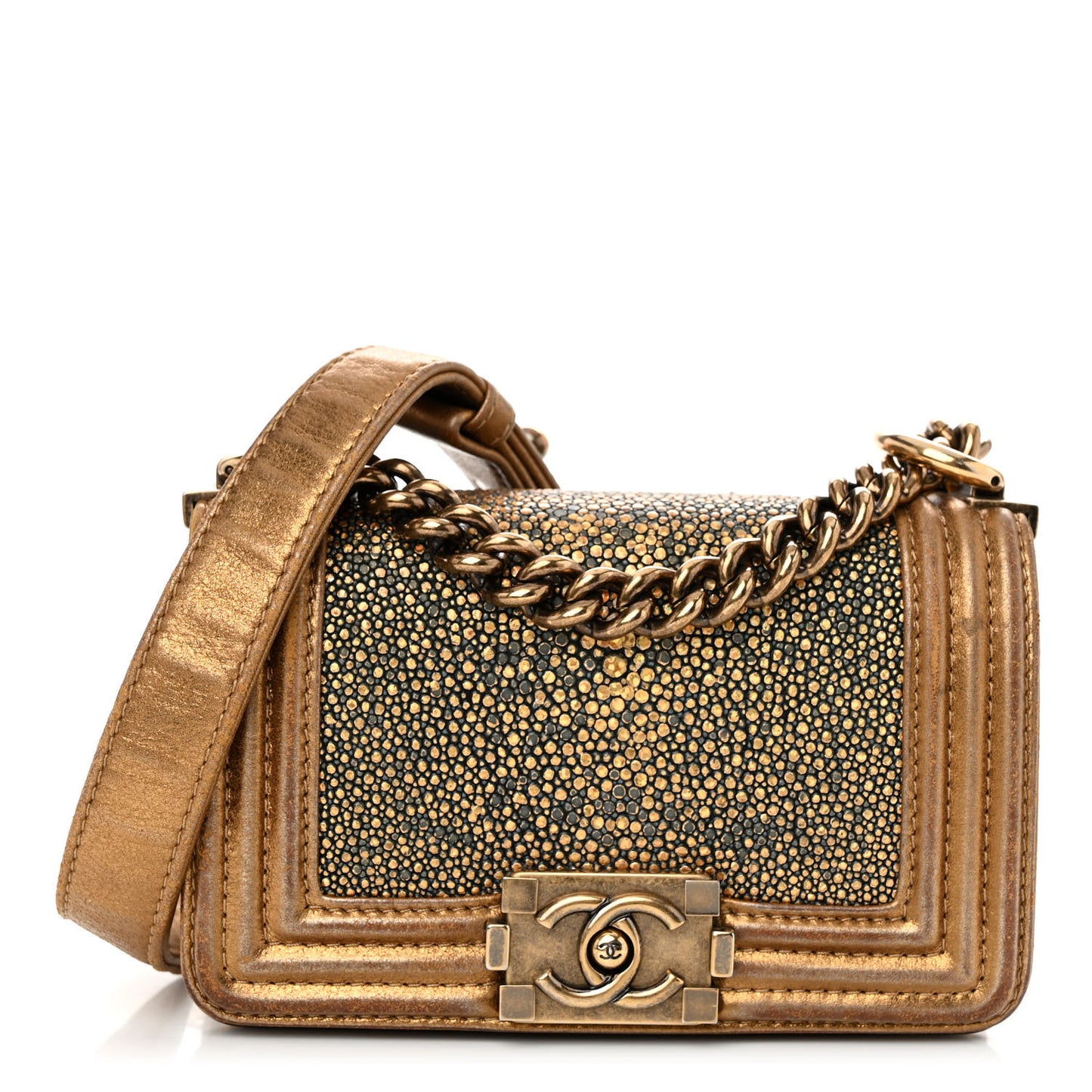 Galuchat Stingray Mini Boy Flap Gold