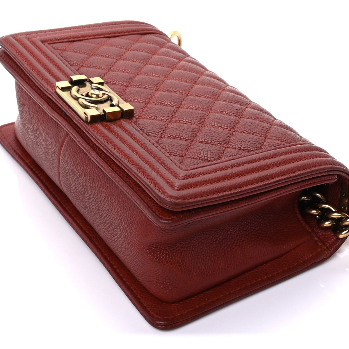Chanel Caviar Quilted Medium Boy Flap Dark Red 8 of 8