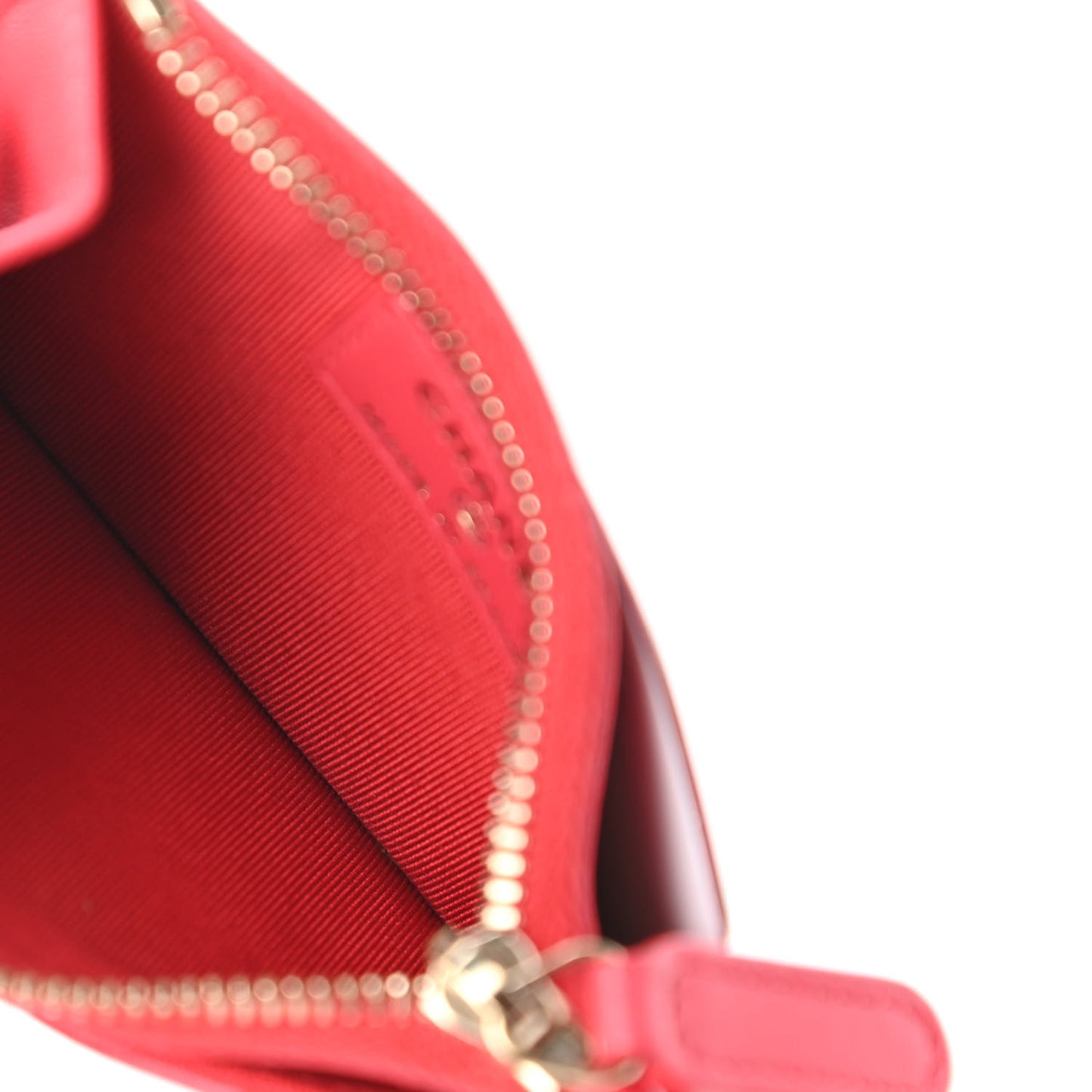 Lambskin Quilted Zip Card Holder Red