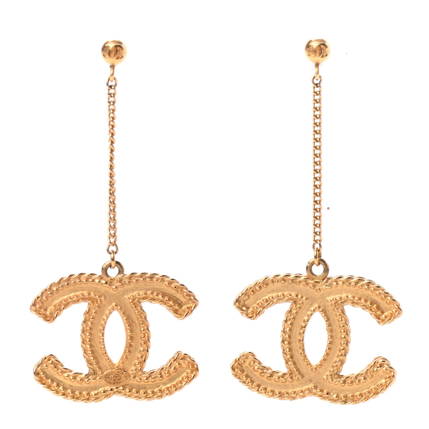 CC Drop Earrings Matte Gold