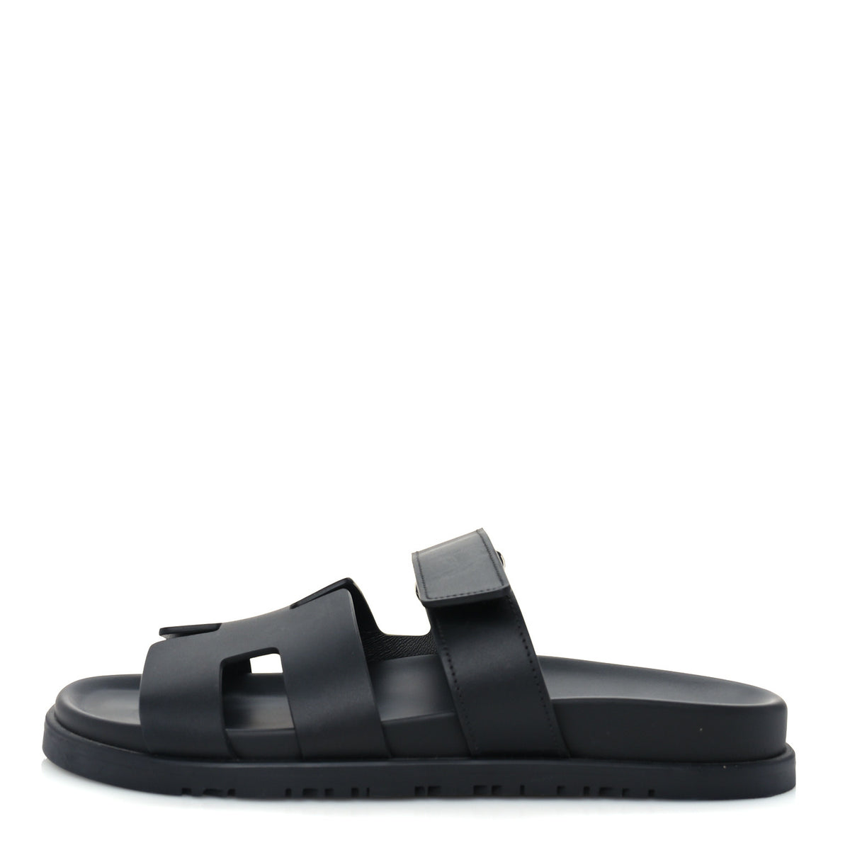 Hermes Calfskin Womens Chypre Sandals 38 Black 1 of 7