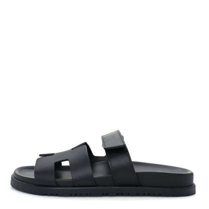 Hermes Calfskin Womens Chypre Sandals 38 Black 1 of 7