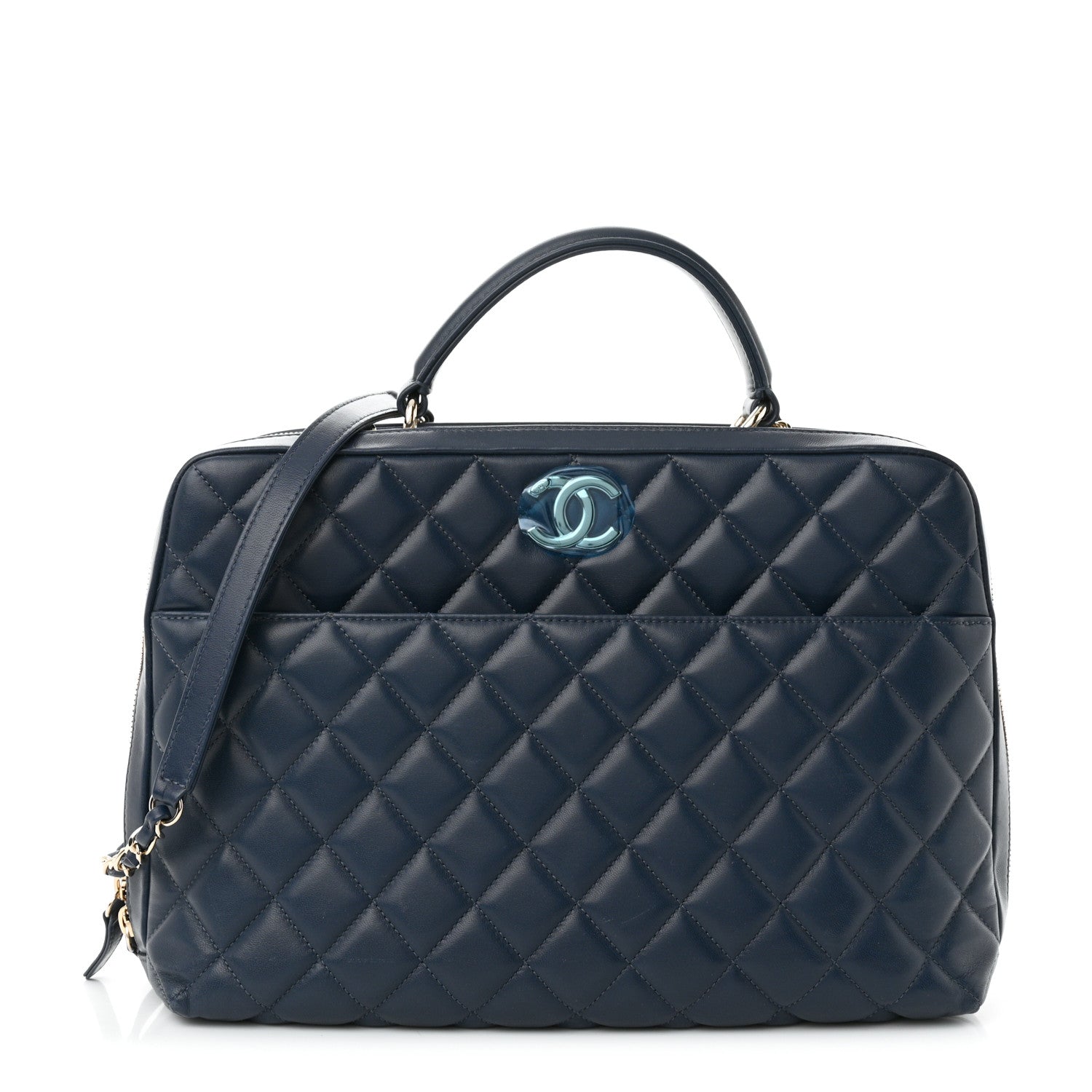 Chanel Lambskin Quilted Large Trendy CC Bowling Bag Blue 1 of 10