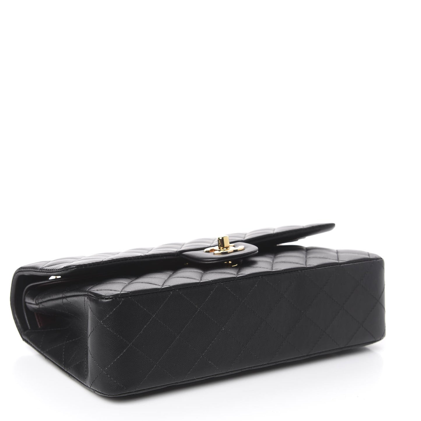 Lambskin Quilted Medium Double Flap Black